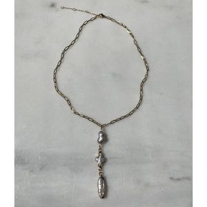Fresh water pearl rosary gold necklace
